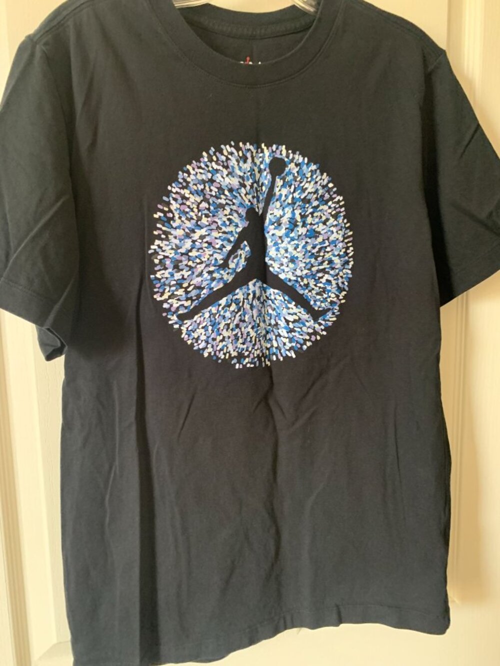 Air Jordan Jumpman Black T-Shirt With Graphic Logo Design S 100% Cotton Mens Cas